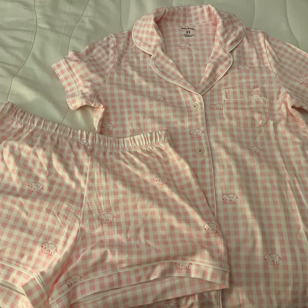 Roller Rabbit Two-Piece Hathi Gingham Polo Pajama Set XS